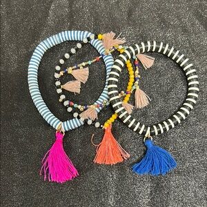 New Avon Striped and Beaded Tassel Bracelets